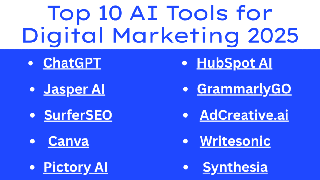 Top 10 AI Tools for Digital Marketing 2025